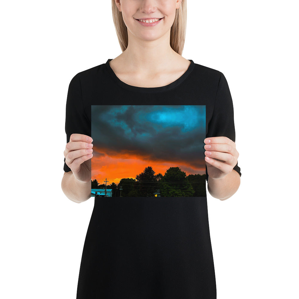 Blue Sky Sunset Photo paper poster