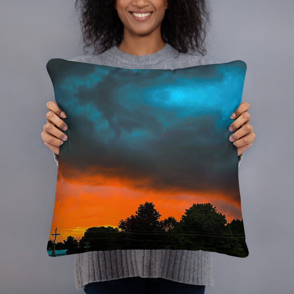 Blue Sky Sunset Pillow
