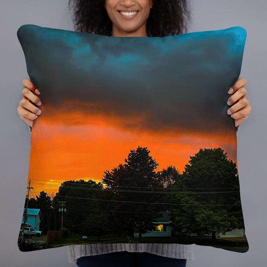 Blue Sky Sunset Pillow