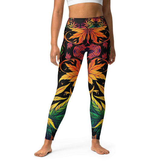 Fall Weed Yoga Leggings