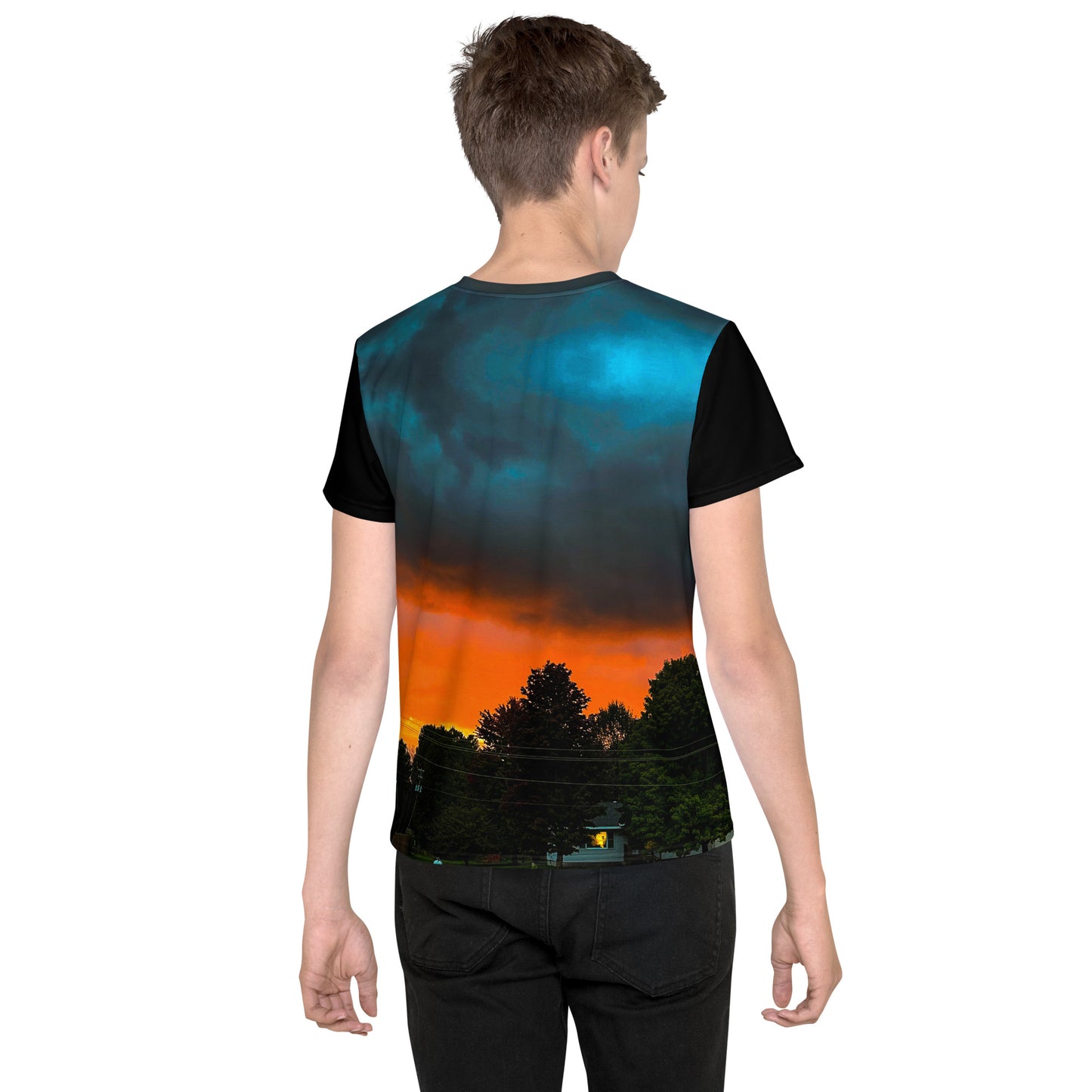 Blue Sunset Teen's Neck t-shirt