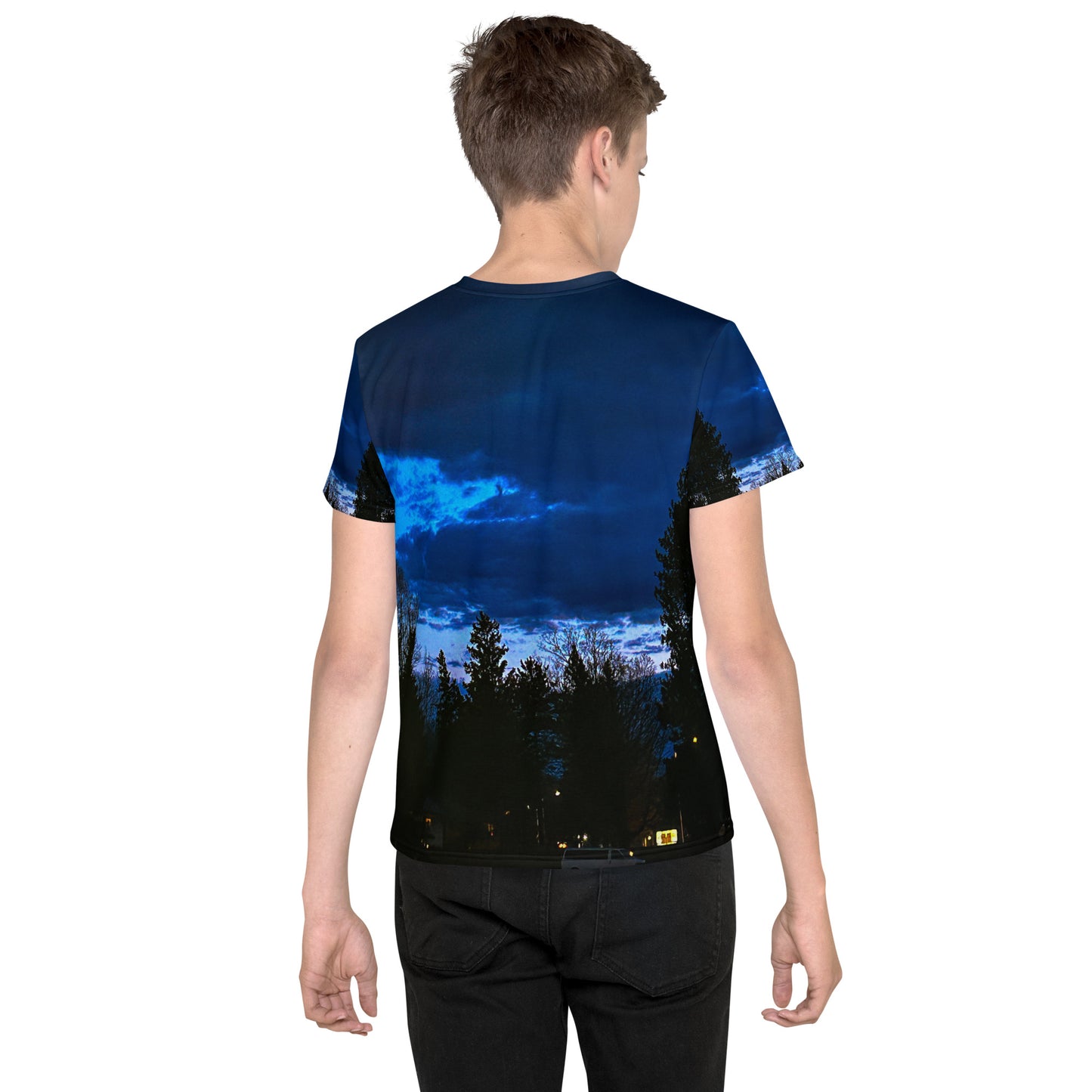 Deep Cyan Sky Teens neck t-shirt