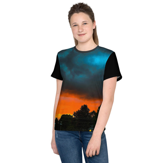 Blue Sunset Teen's Neck t-shirt