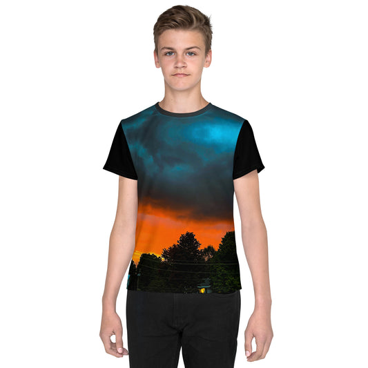 Blue Sunset Teen's Neck t-shirt