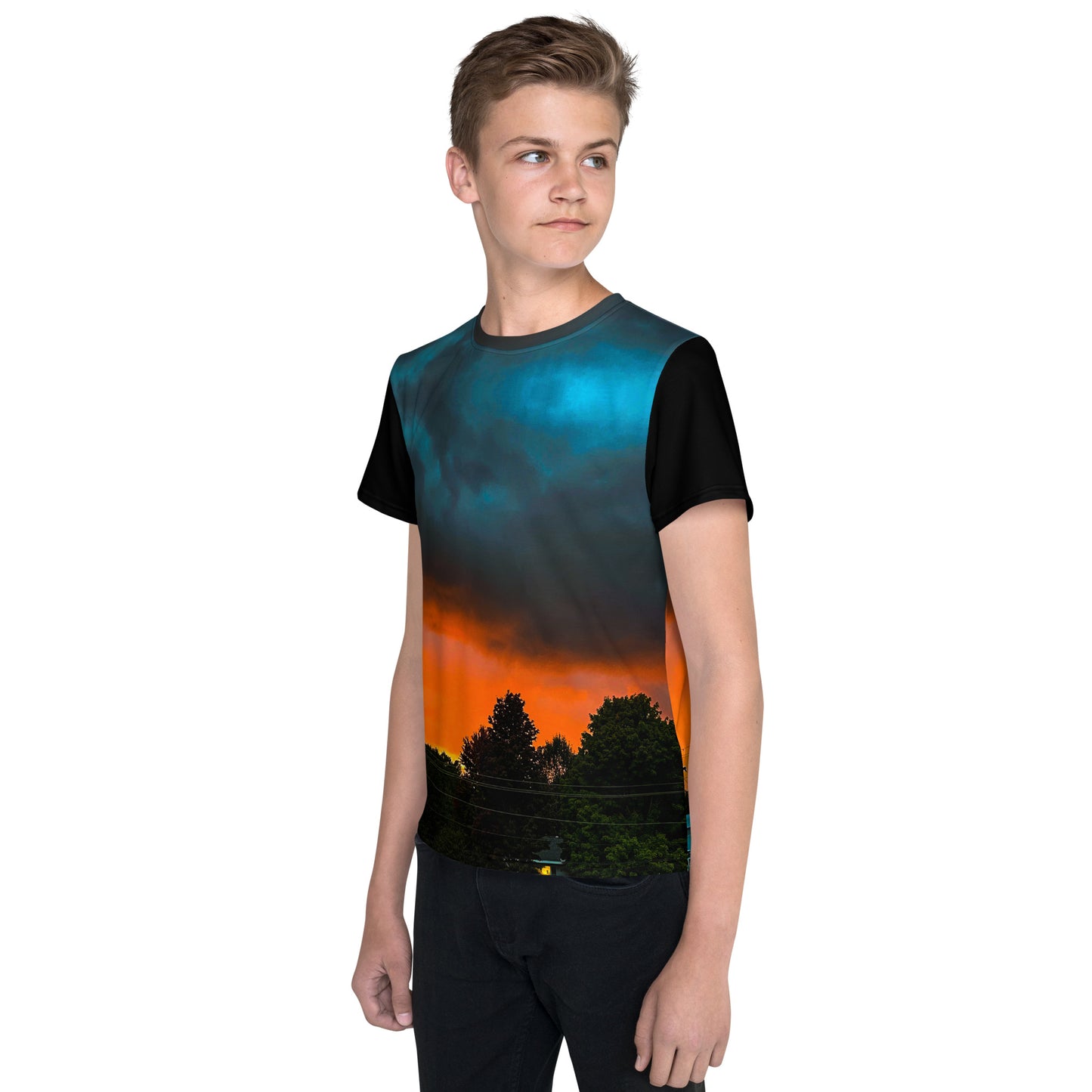 Blue Sunset Teen's Neck t-shirt