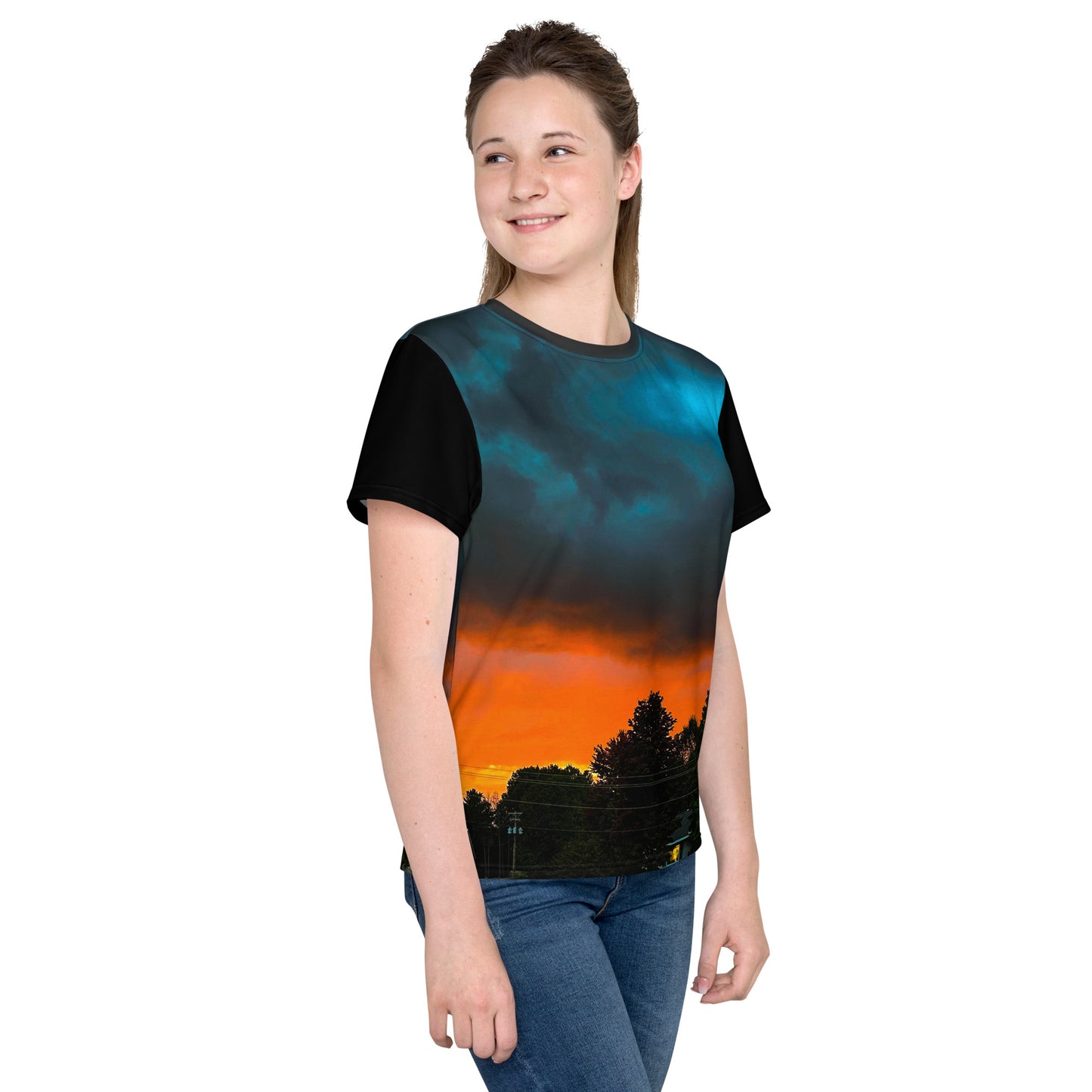 Blue Sunset Teen's Neck t-shirt