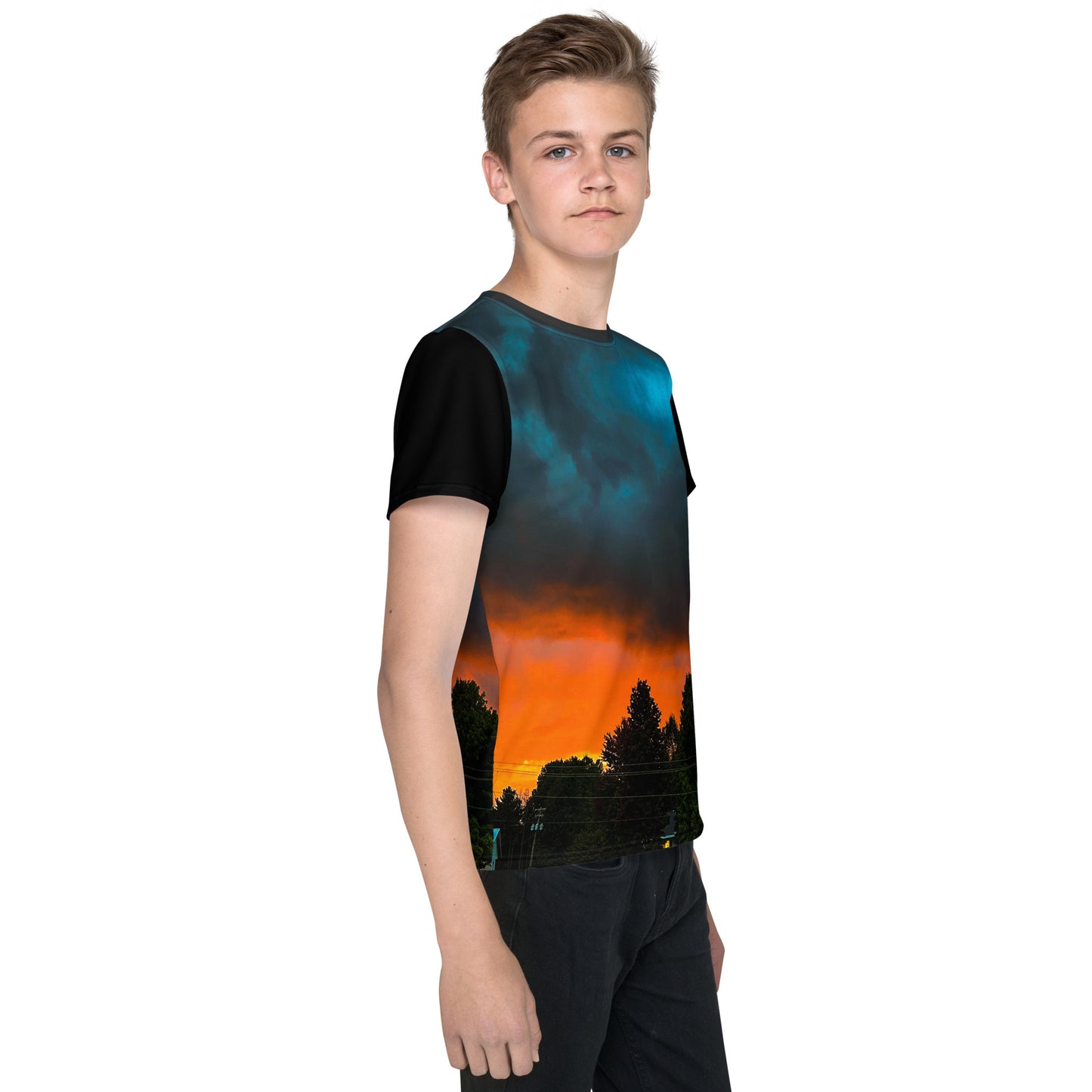 Blue Sunset Teen's Neck t-shirt