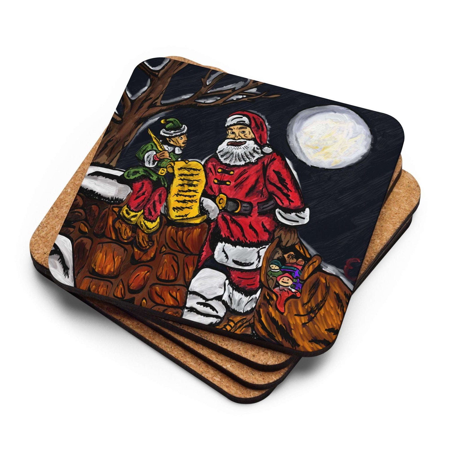 A Night With Santa Cork-back coaster