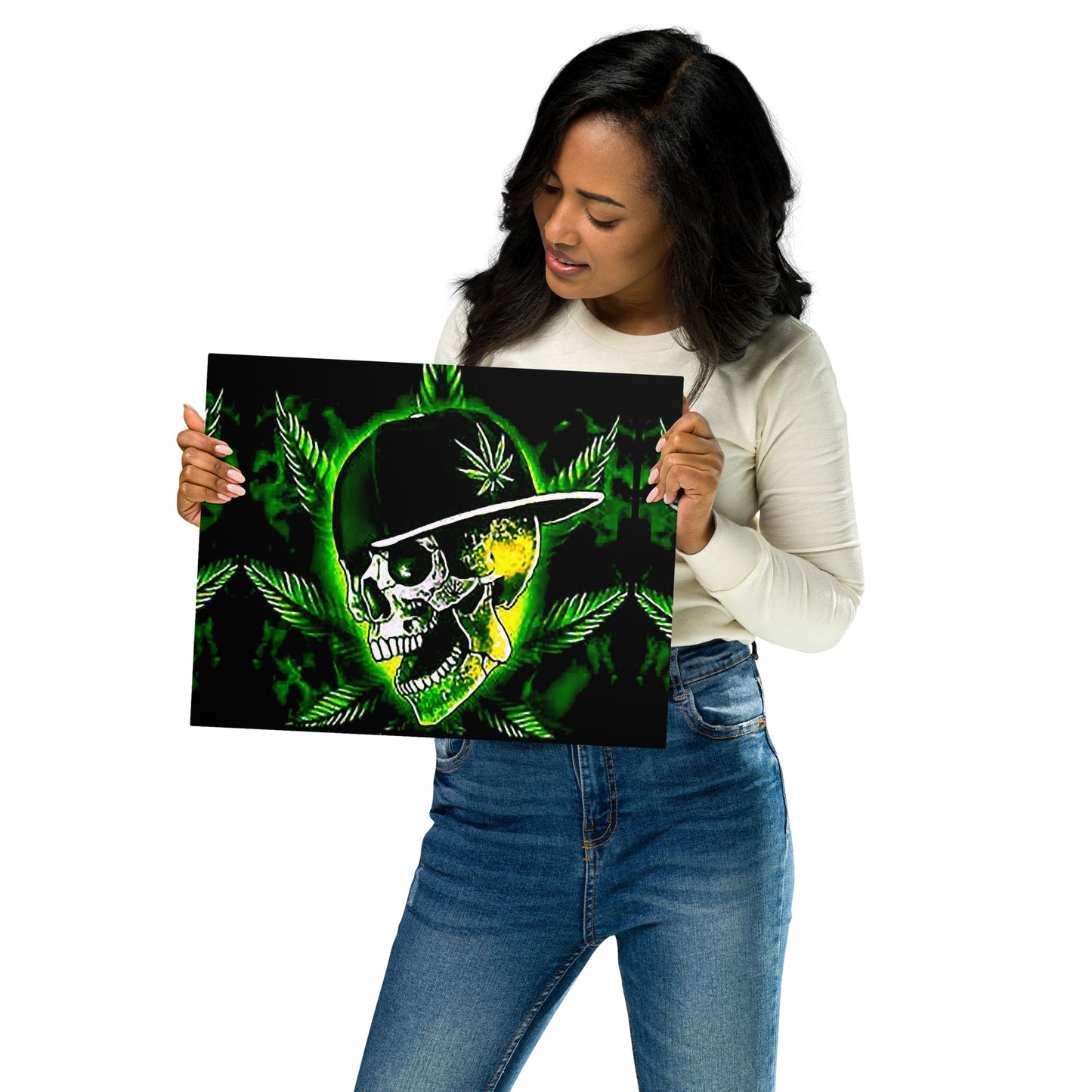 Skull Weed Metal prints