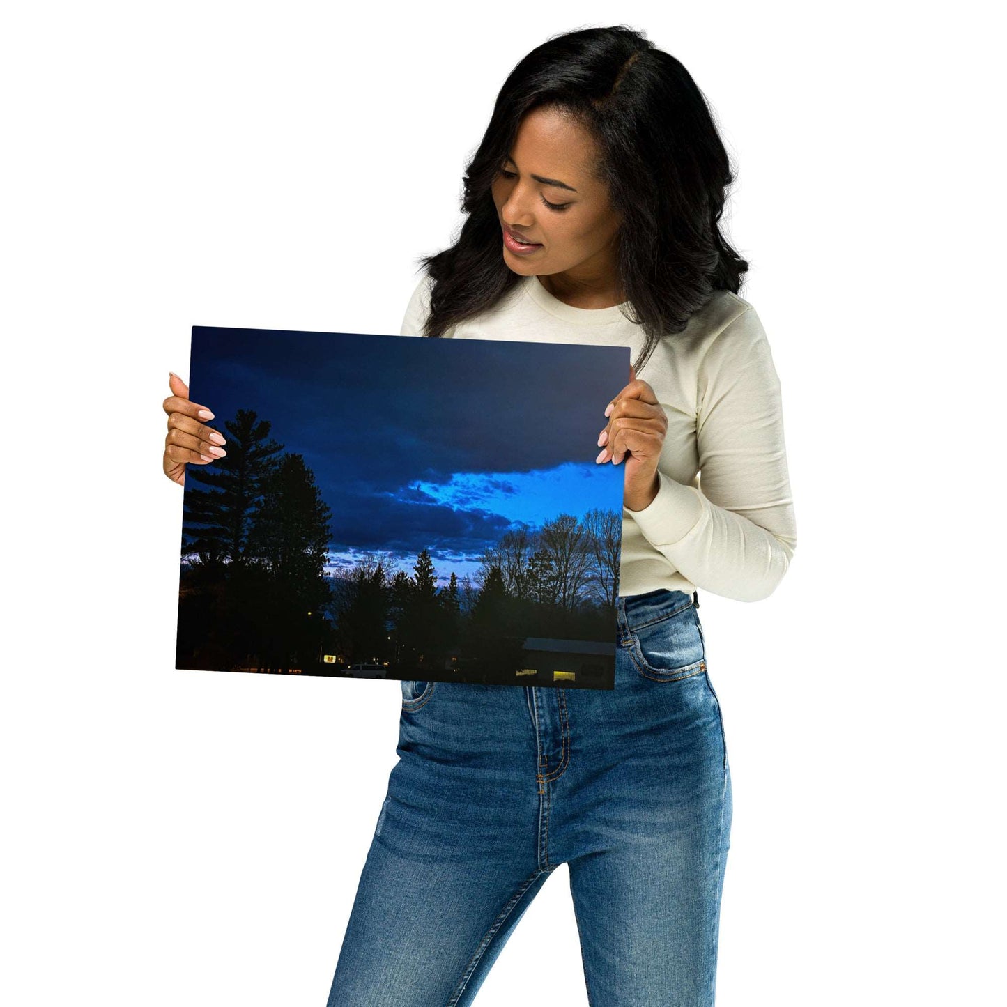 Deep Cyan Sky Metal prints