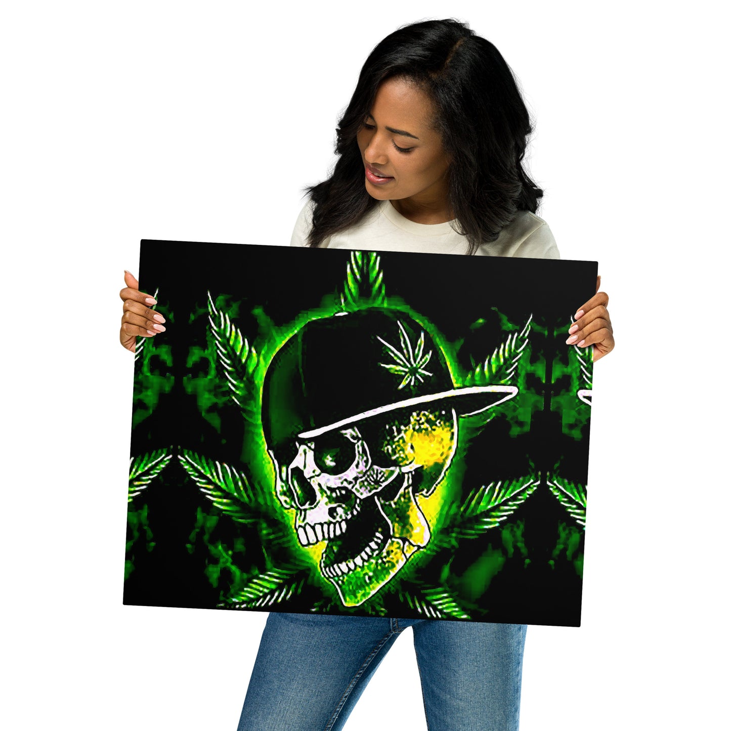 Skull Weed Metal prints