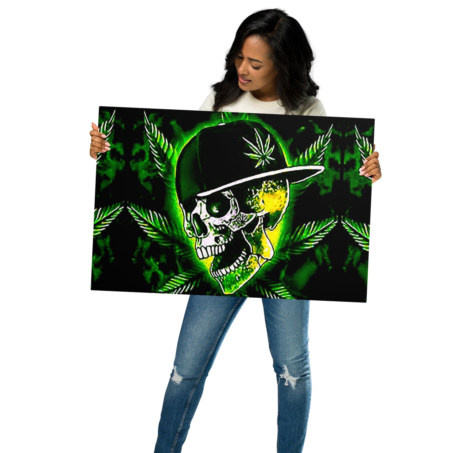 Skull Weed Metal prints