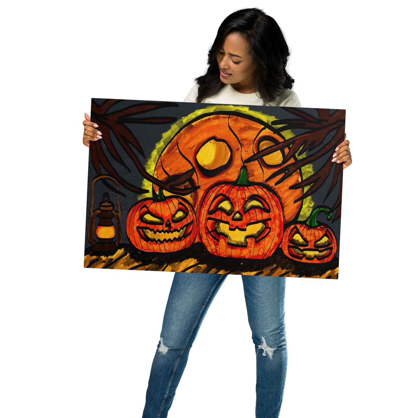 MoonLight Pumpkins Metal prints