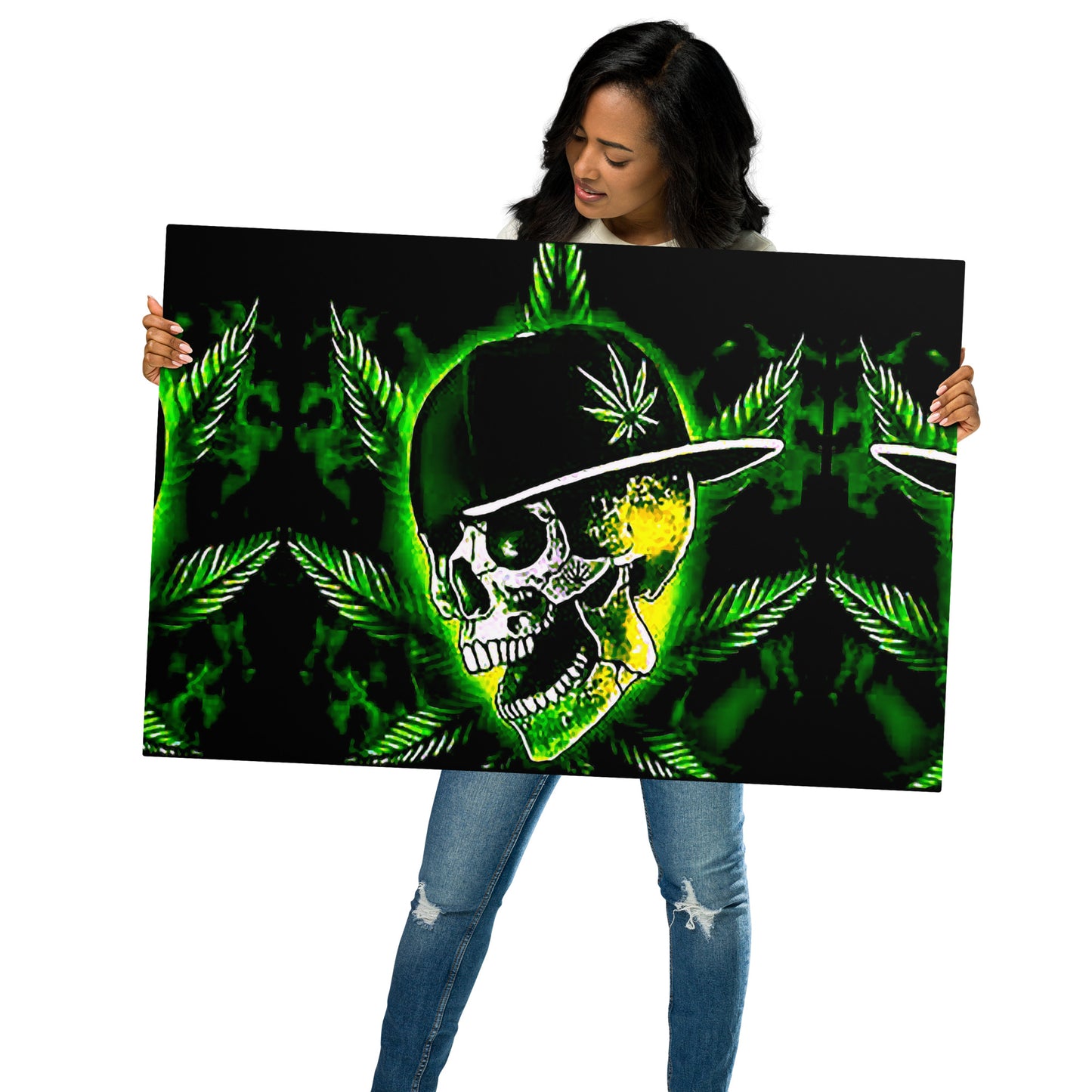 Skull Weed Metal prints