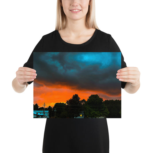 Blue Sky Sunset Photo paper poster