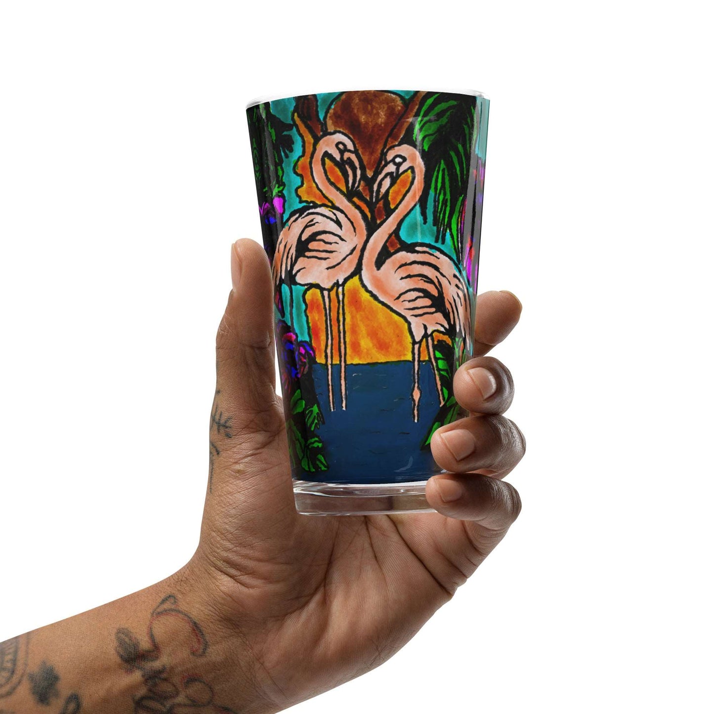 Flamingo Vibe Shaker pint glass