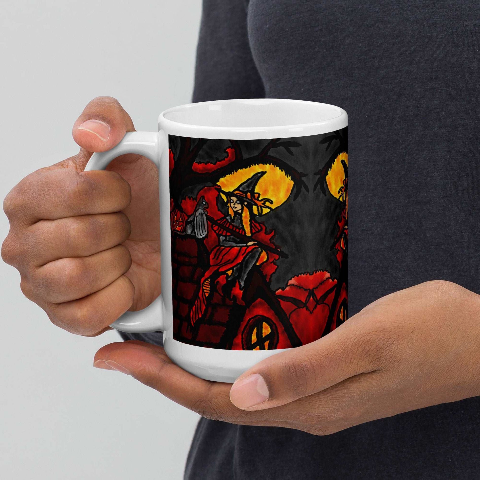 Moonlit Witch's Watch White glossy mug